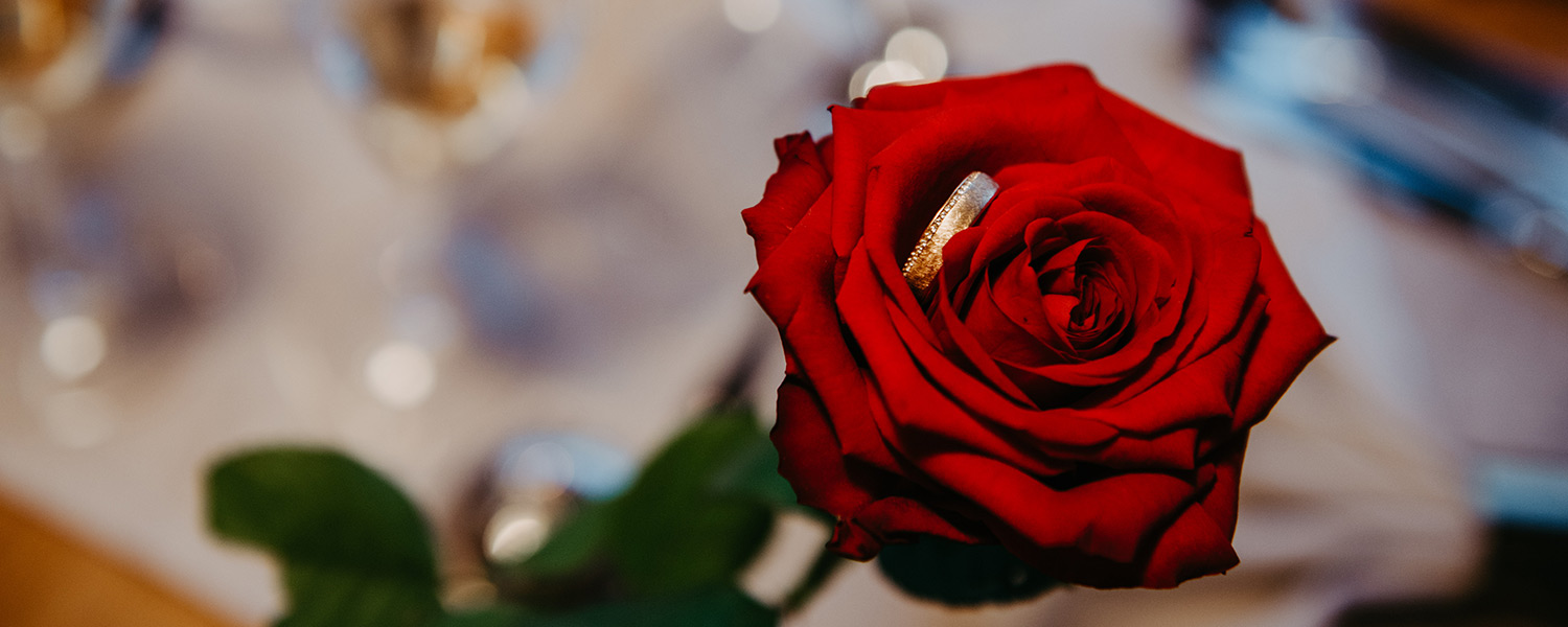 Imagebild für Ehering in roter Rose